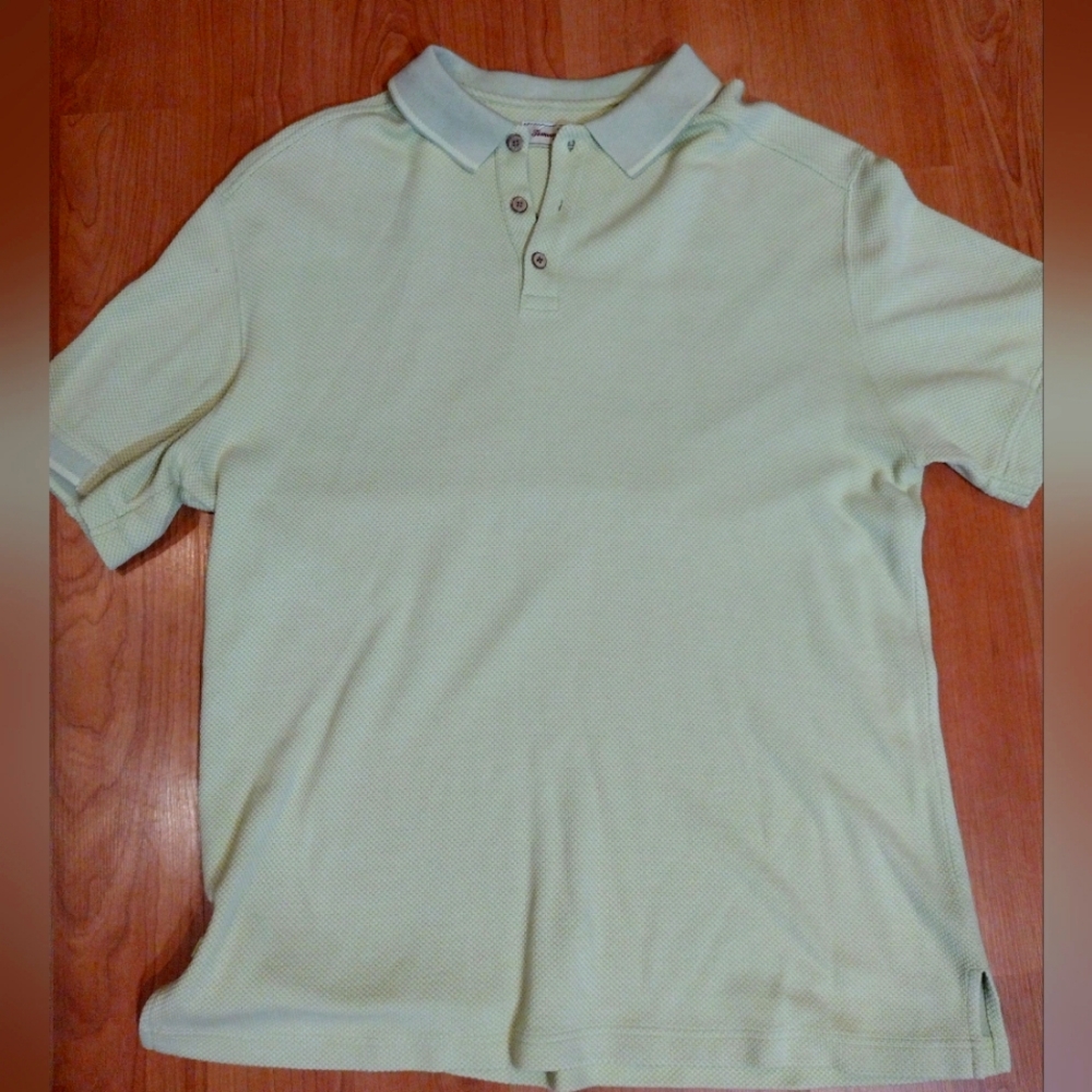 Tommy Bahama silk blend polo light green L